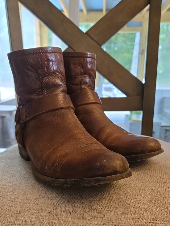 Frye Shoes - Vintage Frye Brown Leather Women's Ankle Boots - Strap Detail